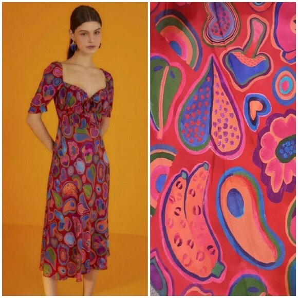💕FARM RIO💕 Lisa Bodycon Midi Dress ~ XS - Picture 1 of 16